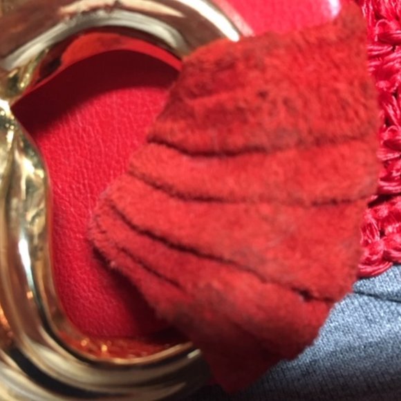 Vtg Waldorf Creations Miami Red Nylon Adjustable Belt Gold Leather Buckle - Picture 10 of 10